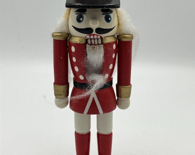 Vtg 7” Red Wooden Nutcracker Soldier