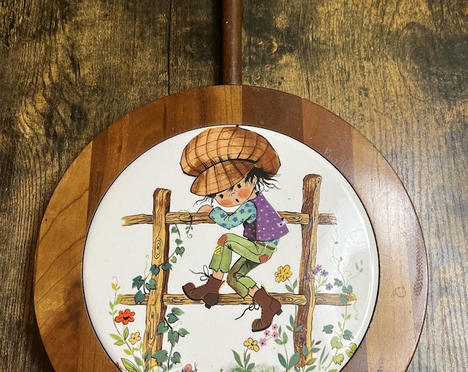 Vtg American Cherry Wood Trivet by Lebanon, MO Supply Co.Gisela Gottschlich Art