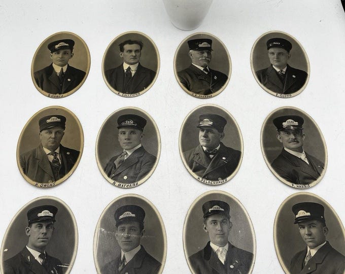 Lot 12 RPPC Cleveland Railway Employees Oval Real Photo Postcards 1900s Uniform