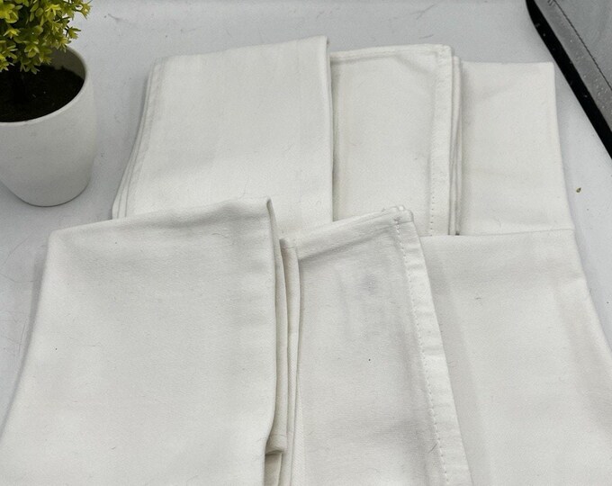 Ritz White Cotton Dinner Napkins Set of 6 Made in Egypt 17x19