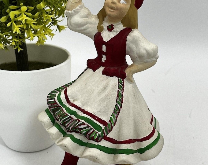 Vintage 1980s Hungarian Folk Art Dancer Ceramic Figurine Signed Handpainted