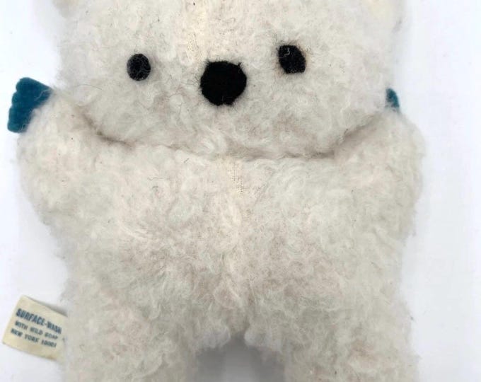 Vintage Eden White Teddy Bear Plush Rattle 7 Inch Stuffed Animal Collectible Toy