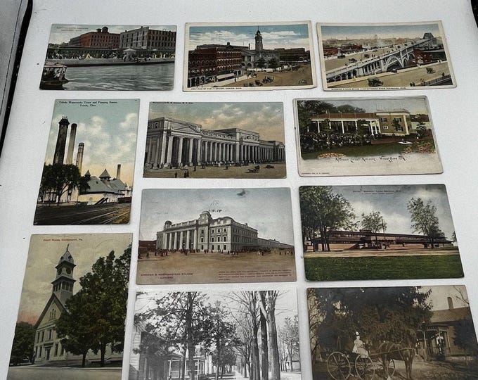 Lot 11 Antique 1899-1912 Postcards Ohio Illinois PA NY Railroad Chicago Toledo