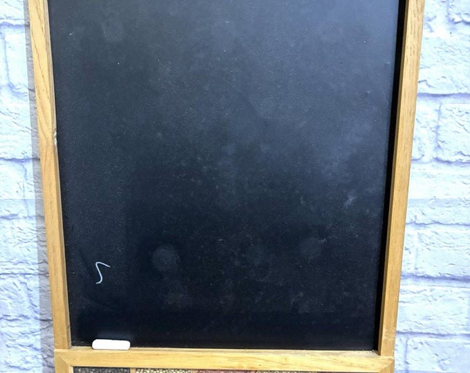 Primitive Wood Chalkboard Message Board Seed Grain Inlay Country Kitchen 21x15