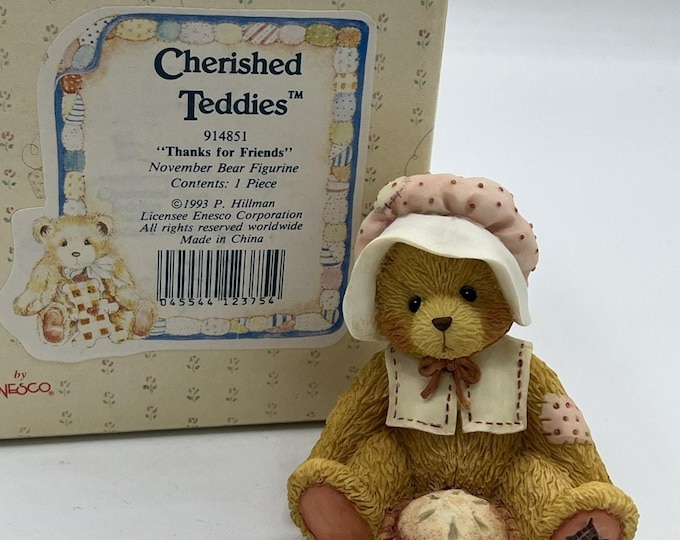 Cherished Teddies Nicole November Bear Figurine 1993 Thanks For Friends NIB