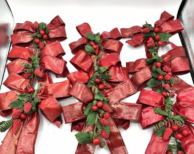 Vintage Sylvestri Christmas Bow Decorations Set 9 Handcrafted Philippines