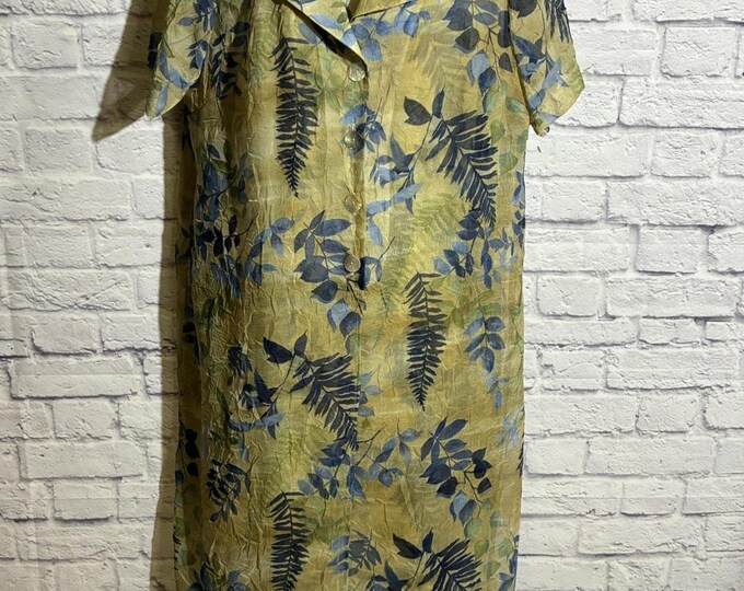 Christy Lyn Size 16 Botanical Dress Duster Jacket 2 Piece Set Made USA