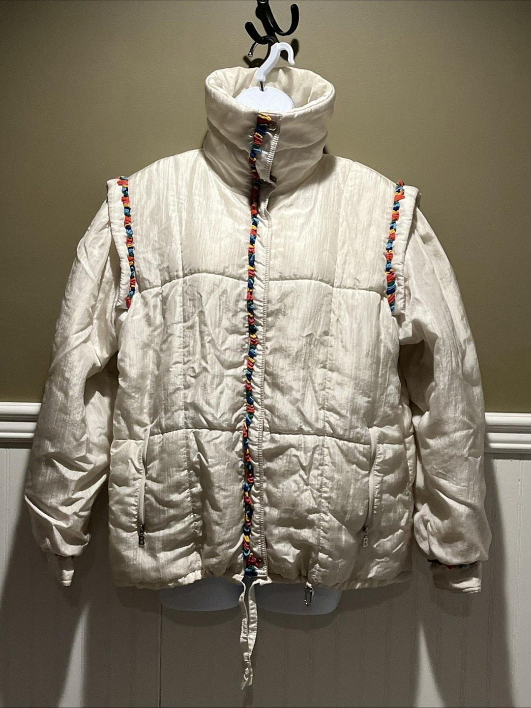 Vintage Bogner Ski Jacket Ivory Colorful Fringe High Neck Sz L? - Etsy