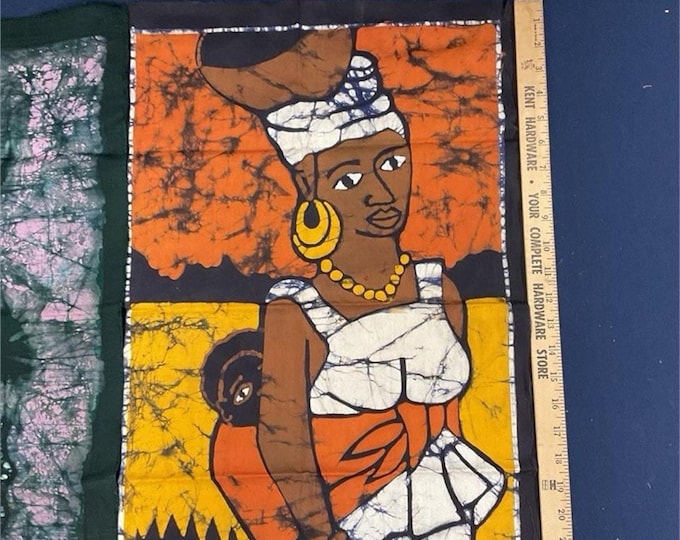 African Batik Fabric Art Panels Set of 4 Figures Musicians Textile Wall Decor