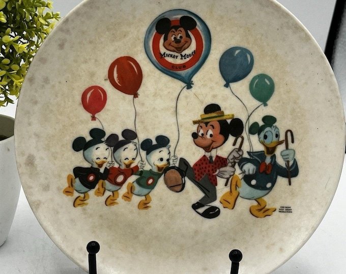 Vintage Walt Disney Productions Mickey Mouse Club Melamine Plate Donald Duck 60s