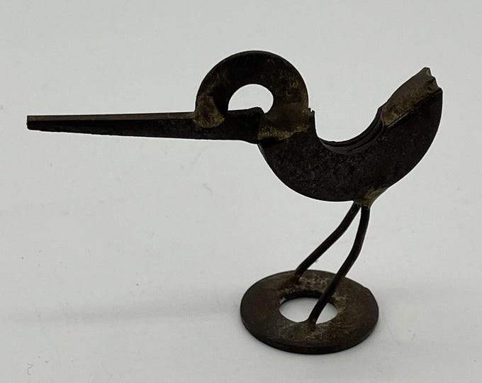 Vintage 2” Recycled Metal Bird Art Crane Stork Sea Gull Rustic Contemporary