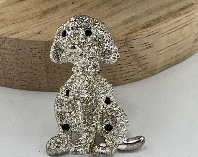 Vintage Napier Dalmation Rhinestone Dog Pin Brooch Dazzling!