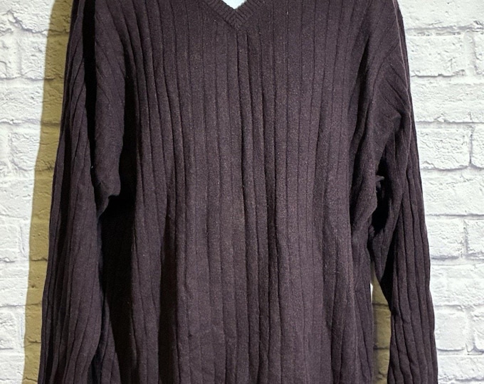 Club Room Men XXL 2 Ply Cashmere Sweater Burgundy V Neck Ribbed Knit