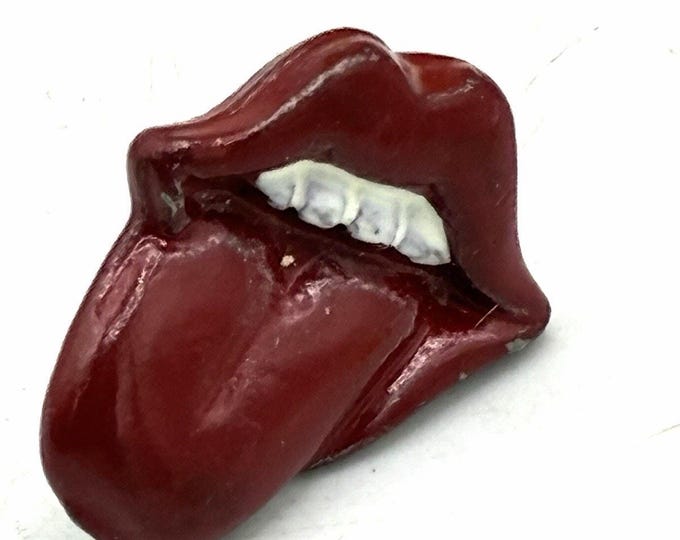 Rolling Stones Tongue Lips Logo Lapel Pin Vintage Rock Music Red Enamel .75”