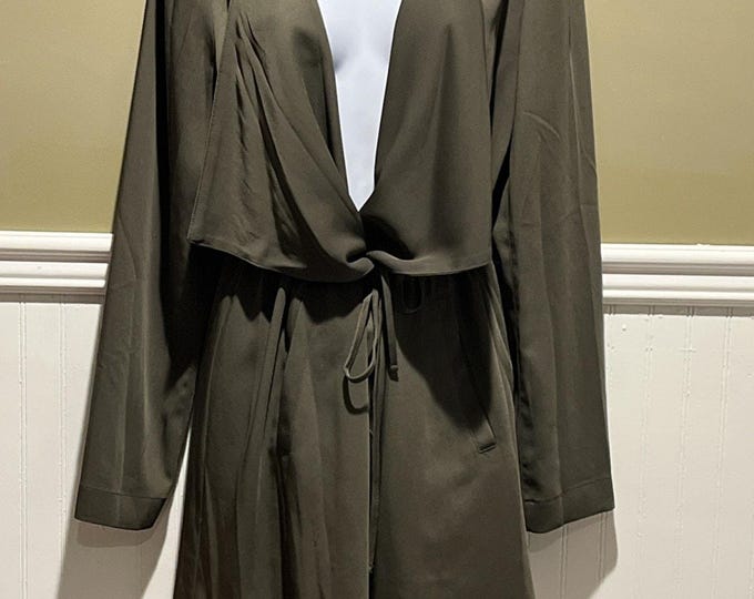 Simply Vera Wang Army Green Flyaway Jacket Drawstring Waist Tunic Length Women’s M