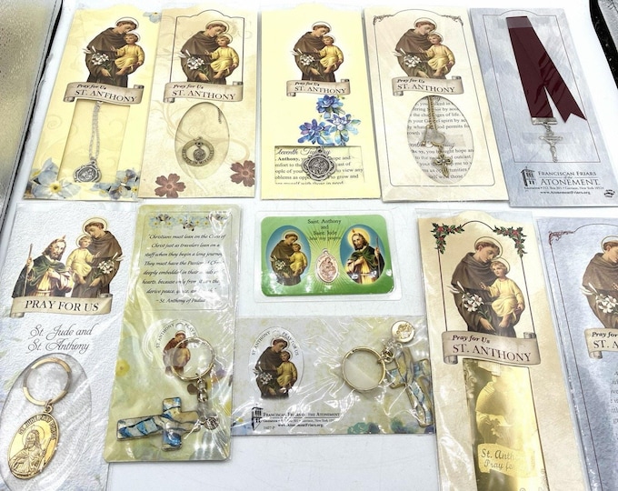 St Anthony St Jude Catholic Devotional Lot Medals Necklace Crucifix Graymoor
