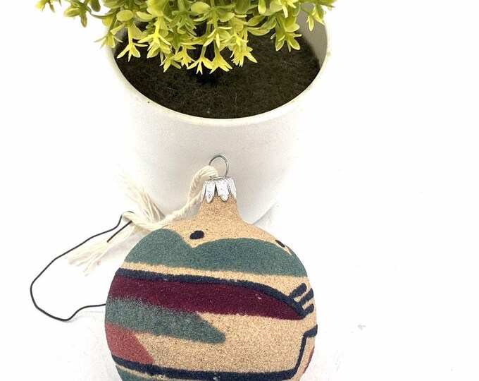 Vintage Colombia Sand Art Ornament – Southwest Geometric Christmas Ball 3 Inch