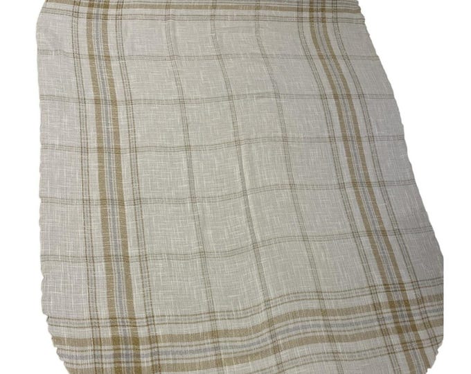 Vintage Cream Beige Metallic Silver Gold Rectangular Tablecloth 77x56