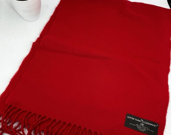 D&Y Red Acrylic Fringe Scarf Unisex Soft Winter Wrap