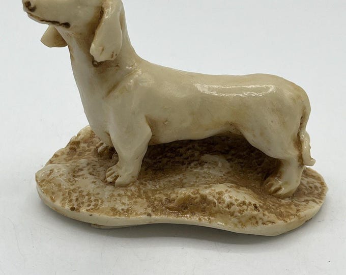 Vtg 1984 Limited Edition Georgia Marble Dachshund Dog Carved Figurine Signed