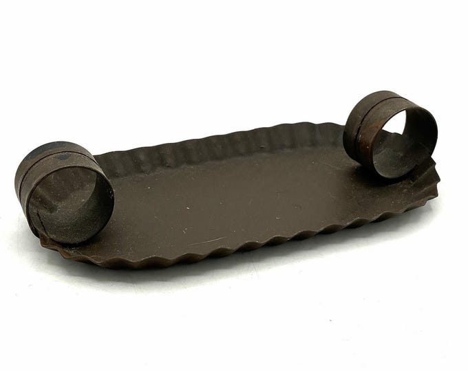 Vintage Primitive Metal Candle Holder Tray Rustic Farmhouse Decor