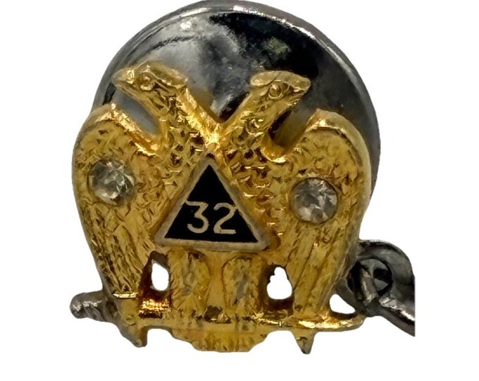 Vintage Masonic 32nd Degree Scottish Rite Double Eagle Tie Tack Chain