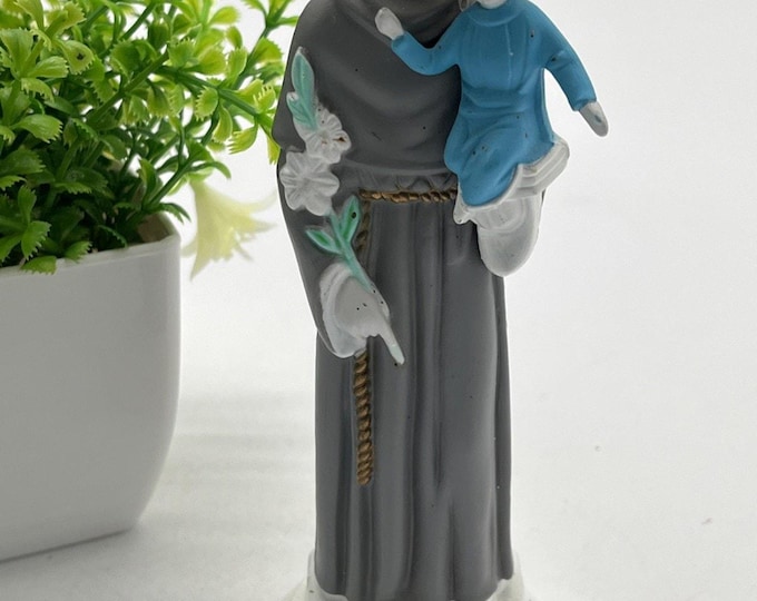 Vintage Saint Anthony of Padua Statue 6" Catholic Religious Figurine Plastic