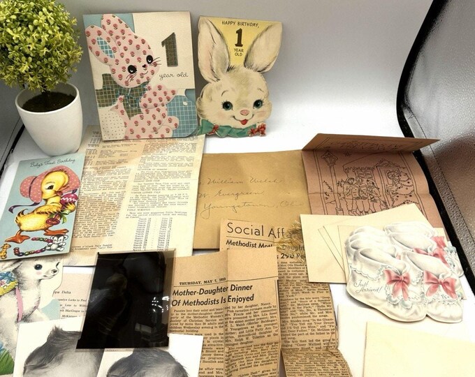 Vintage 1950s Welsh Family Baby Ephemera Lot Youngstown OH Baptism Cards