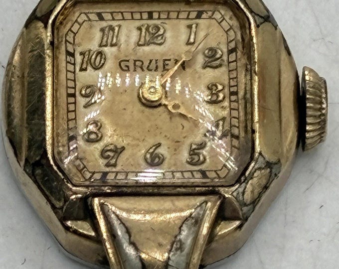 Gruen Ladies Art Deco Dress Watch Base Metal Gold Filled Untested Parts