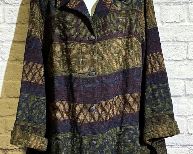 Sag Harbor Woman Tapestry Jacket Plus Size 16W Geometric Boho Y2K Artwear