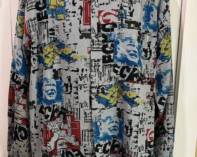 Marc Ecko Shirt Blue Rhino Exhibit Mens XL NYC Street Graffiti Rhino Vintage Y2K