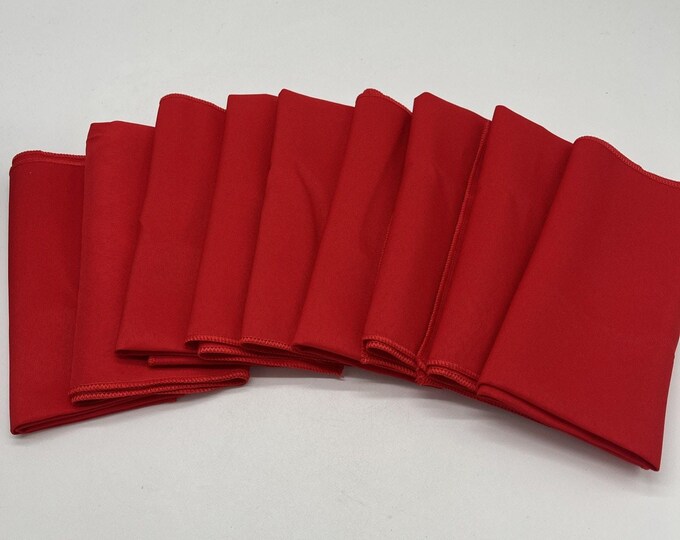 Lot of 9 Red Linen Cloth Napkins • NWOT • 17” Square Dinner Table Linens