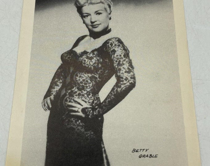 Vintage Betty Grable Photo Print Arcade Exhibit Card Hollywood