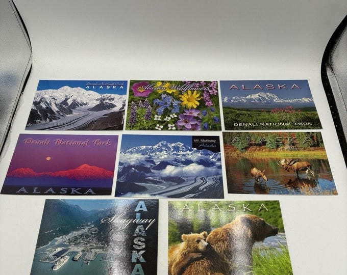 Vintage Alaska Postcards Lot of 8 Unused Denali Wildlife Skagway Mt McKinley