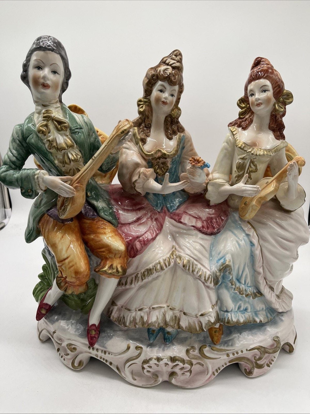 Capodimonte 磁器人形 3人組 演奏 楽団 置物 Capodimonte 磁器人形 3