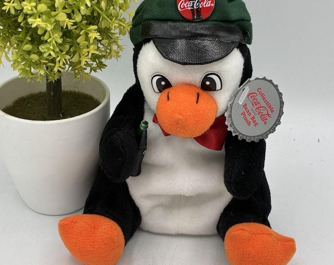 Coca-Cola Penguin Bean Bag Plush Delivery Cap Style 0108 1997 With Tags