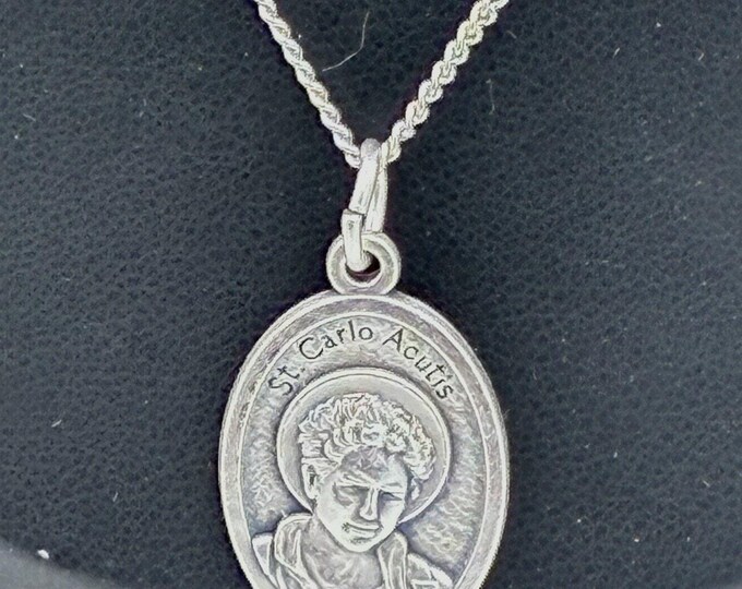 St. Carlo Acutis Devotional Necklace – Rose Medal Italy Convent 19” Chain
