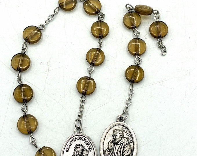 Vintage Catholic Medal Lot Padre Pio Our Lady Mt Carmel Broken Prayer Beads