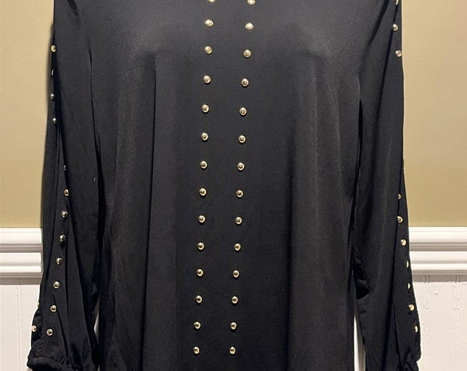 Harve Benard Women's Black Studded Top Cut Out Sleeve Stretch Size Medium