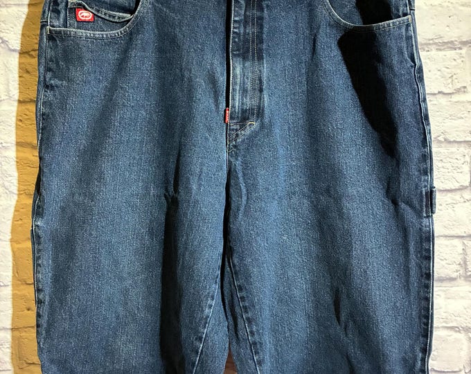 Vintage Y2K Ecko Complex Baggy Denim Shorts Mens 40 Hip Hop Cargo 14 Inch Inseam
