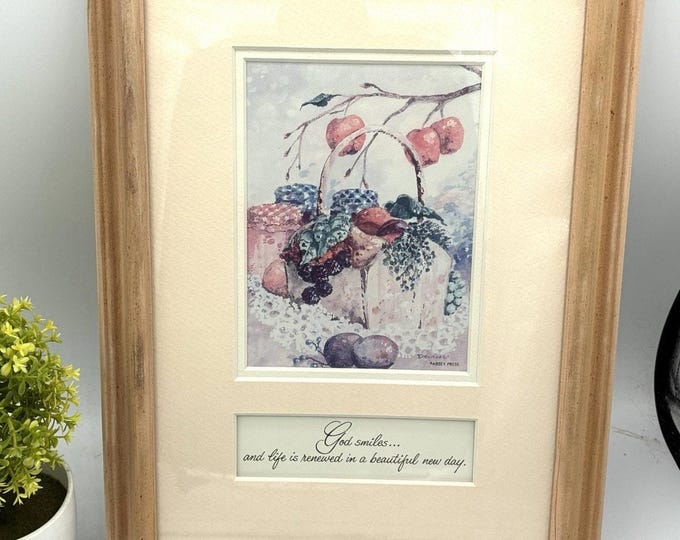 Vintage Abbey Press God Smiles Framed Religious Inspirational Art 14”