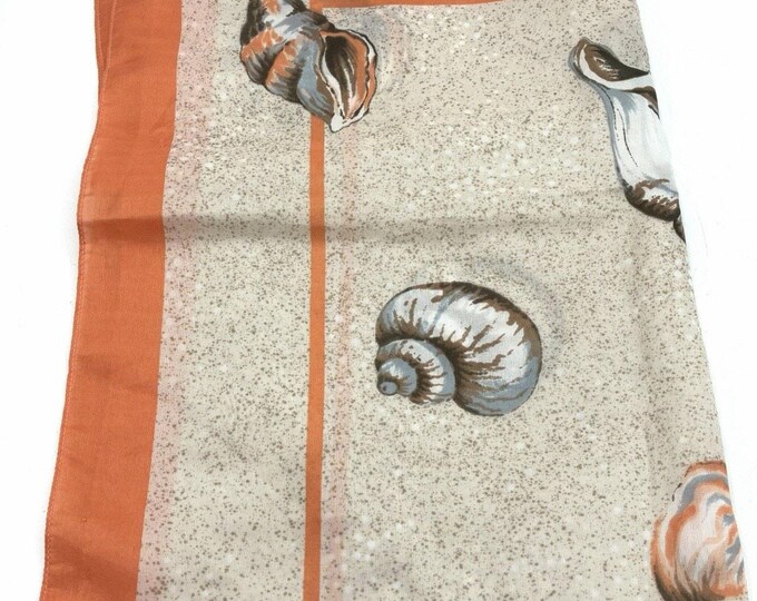 Vintage Avon Scarf 34” Made in Italy Seashell Beach Coastal Coral Polyester