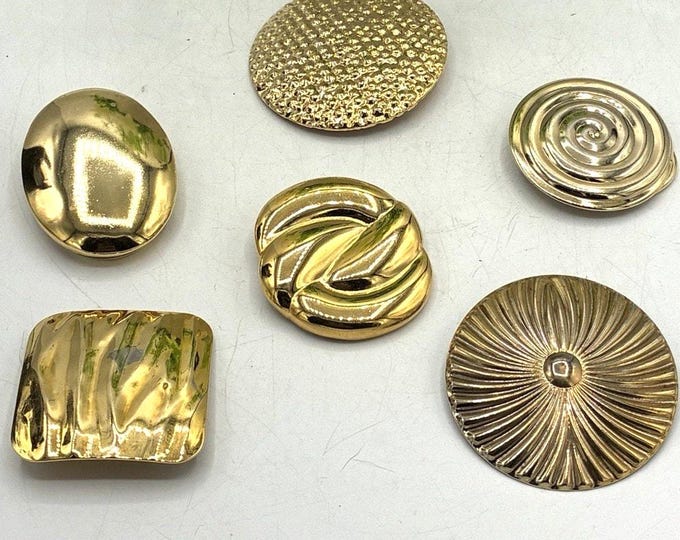 Vintage Gold Tone Scarf Clips — Lot of 6 Mixed Styles, Costume Jewelry