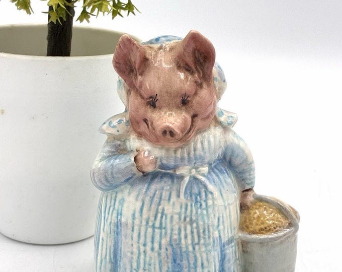 Beswick Beatrix Potter Aunt Pettitoes Figurine BP3a F Warne England Blue Dress