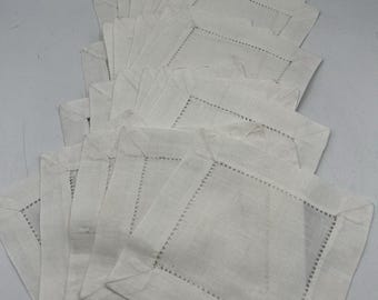 カクテルナプキン23枚セット ラミーコットン ヘムステッチ ホワイト 6インチ 中国製