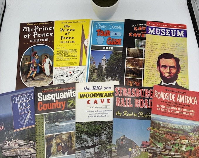 Lot 10 Vintage Pennsylvania Travel Brochures Roadside America Gettysburg Caves