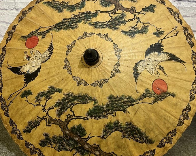Hand Painted Vintage Parasol Sun Shade Paper Decorative Traditional Asian Style