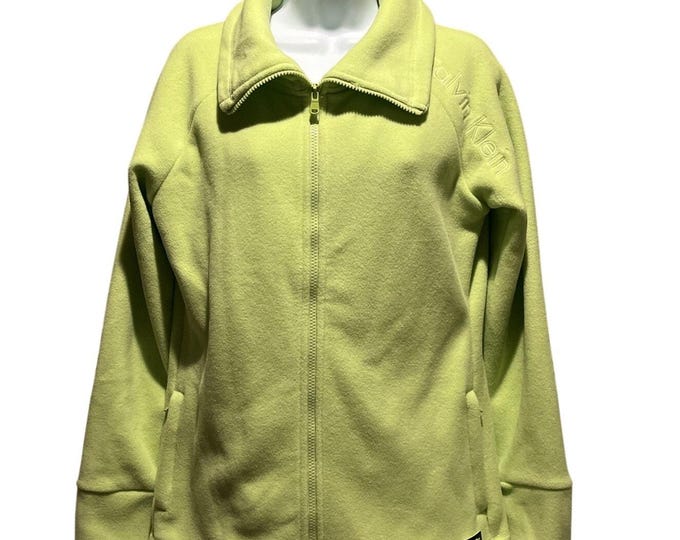 Calvin Klein Performance Fleece Jacket • Lime Green Zip‑Up • Women’s M