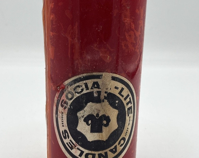 Vintage Social-lite Red Hollyberry Scented Christmas Pillar Candle 6" x 3" USA
