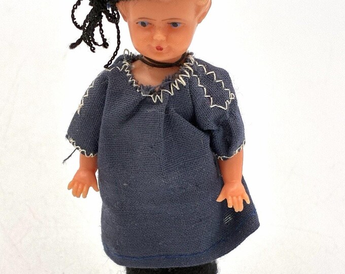 Vintage 1950s 60s European Folk Doll 4” Hard Plastic Felt Hat